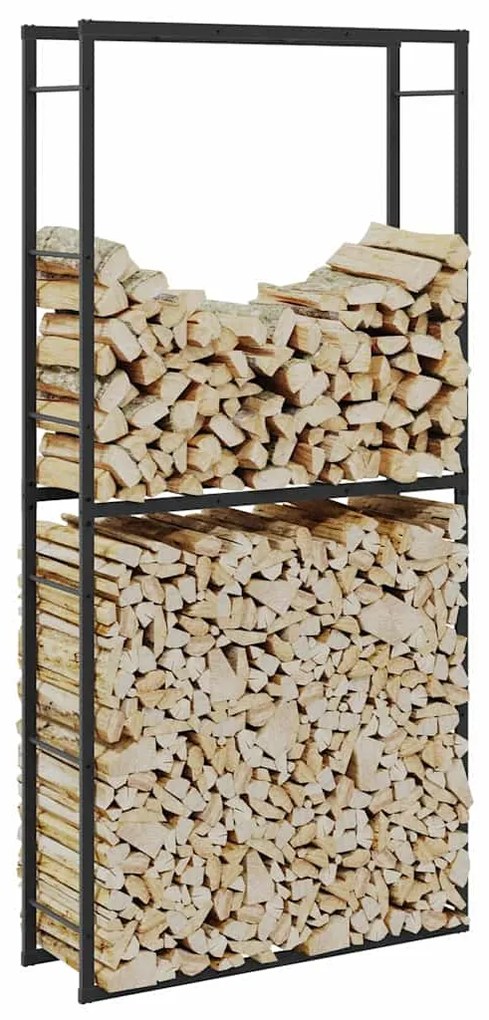 vidaXL Suporte para lenha 100x30x209 cm aço preto
