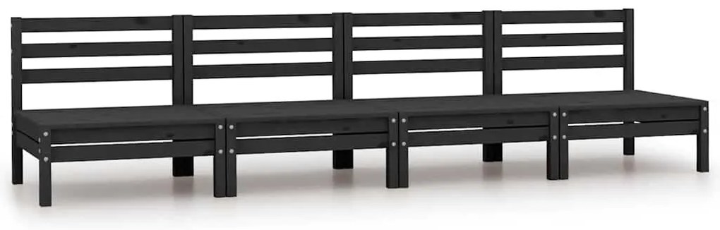 Sofás de centro para jardim 4 pcs madeira de pinho maciça preto