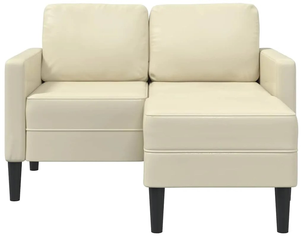 Sofá 2 lugares com Chaise em L 125 cm couro artificial creme