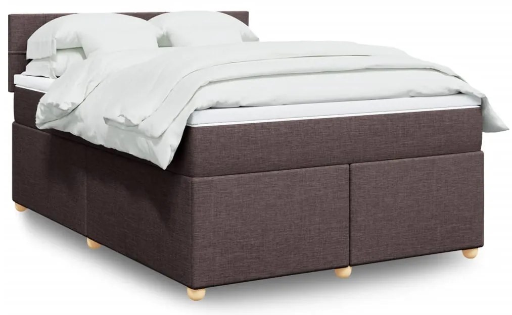 vidaXL Cama com molas/colchão 140x200 cm tecido castanho-escuro