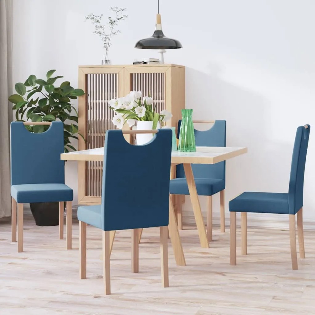 vidaXL Cadeiras de jantar 4 pcs tecido azul