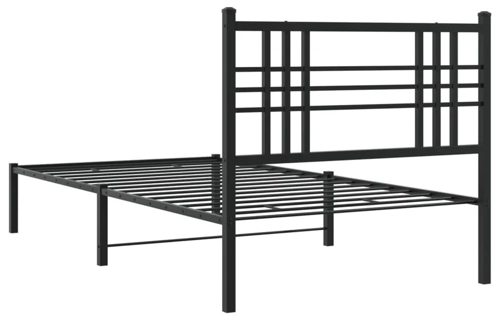 Estrutura de cama com cabeceira 100x190 cm metal preto