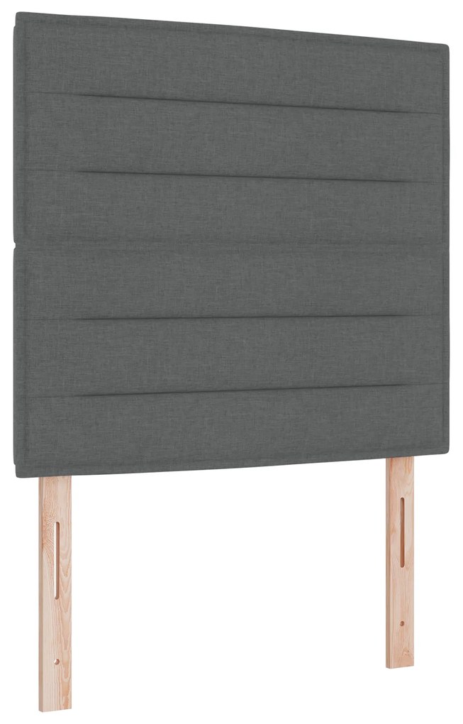 Cama Box Spring com Colchão e Banco Cinza Escura 120x190 cm Tecido