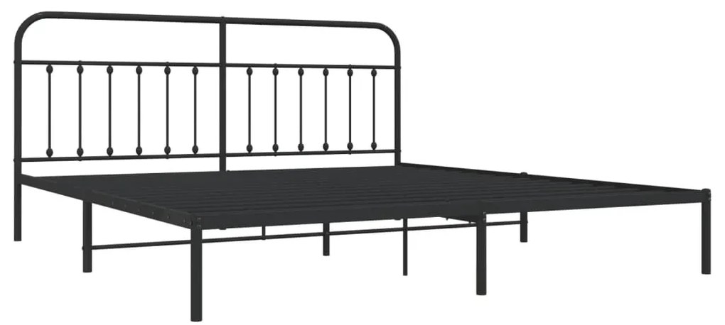 Estrutura de cama com cabeceira 200x200 cm metal preto