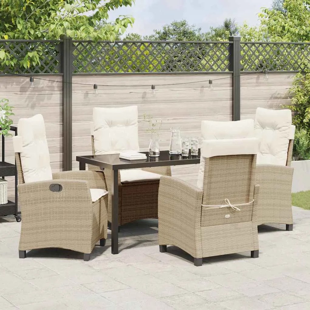 Conjunto de Jantar de Jardim com 5 Peças e Almofadas - Rattan de Polié