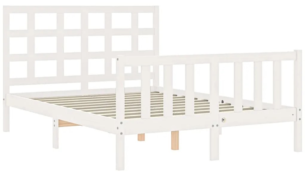 Estrutura de cama com cabeceira 140x200cm madeira maciça branco