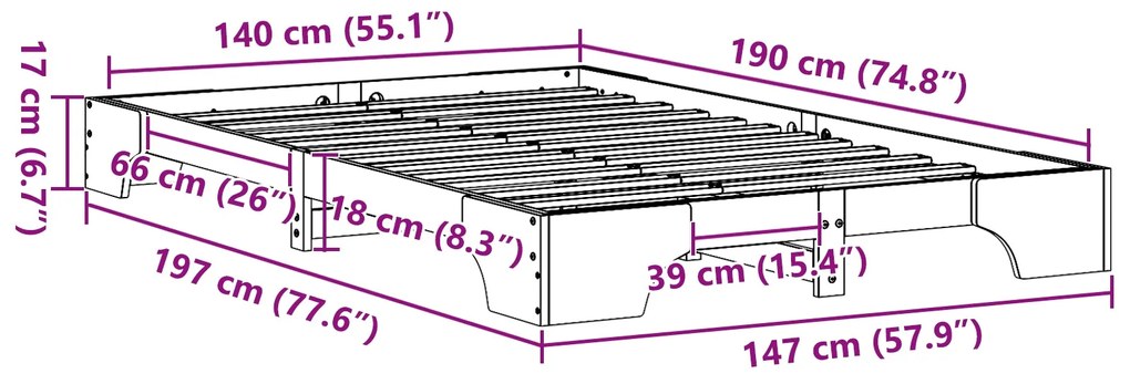 Estrutura de Cama Branca Madeira 140 x 190 cm Estrutura de Cama