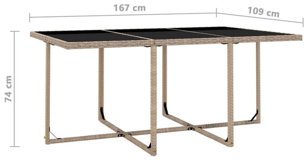 11 pcs conjunto jantar exterior com almofadões vime PE bege