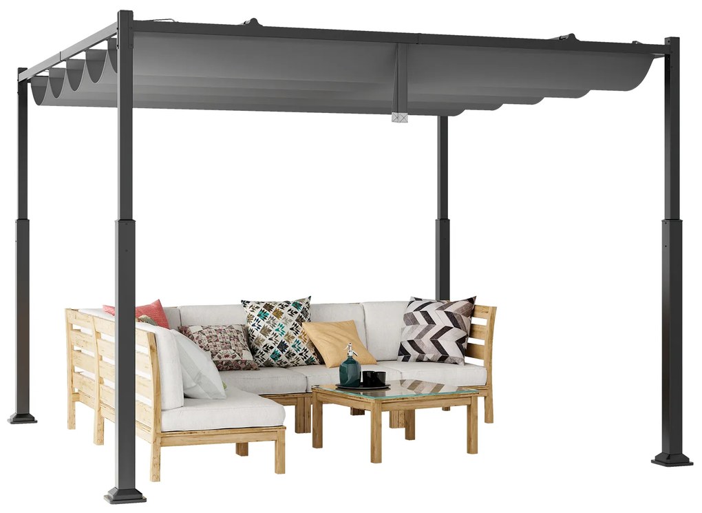 Gazebo para pátio externo de 3,6 m x 3 m com rede e cobertura de 2 camadas - bege