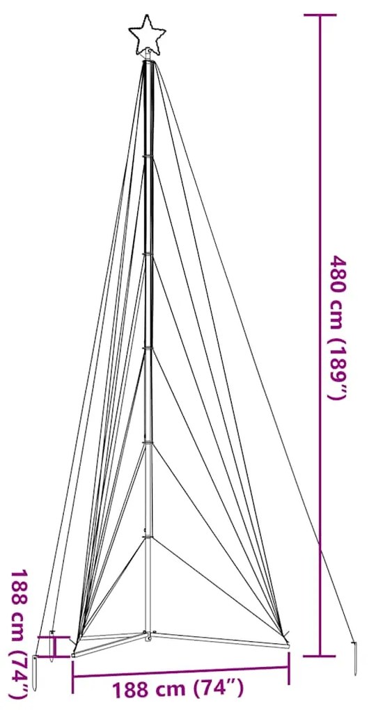 LED Árvore de Natal 861 LEDs Branco Quente 478 cm