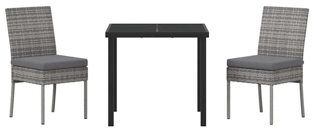 Conjunto de Jantar para Jardim - 3 Peças em Rattan Sintético Cinza