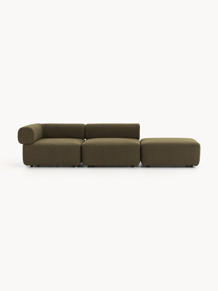Módulo com chaise longue em bouclé Anton