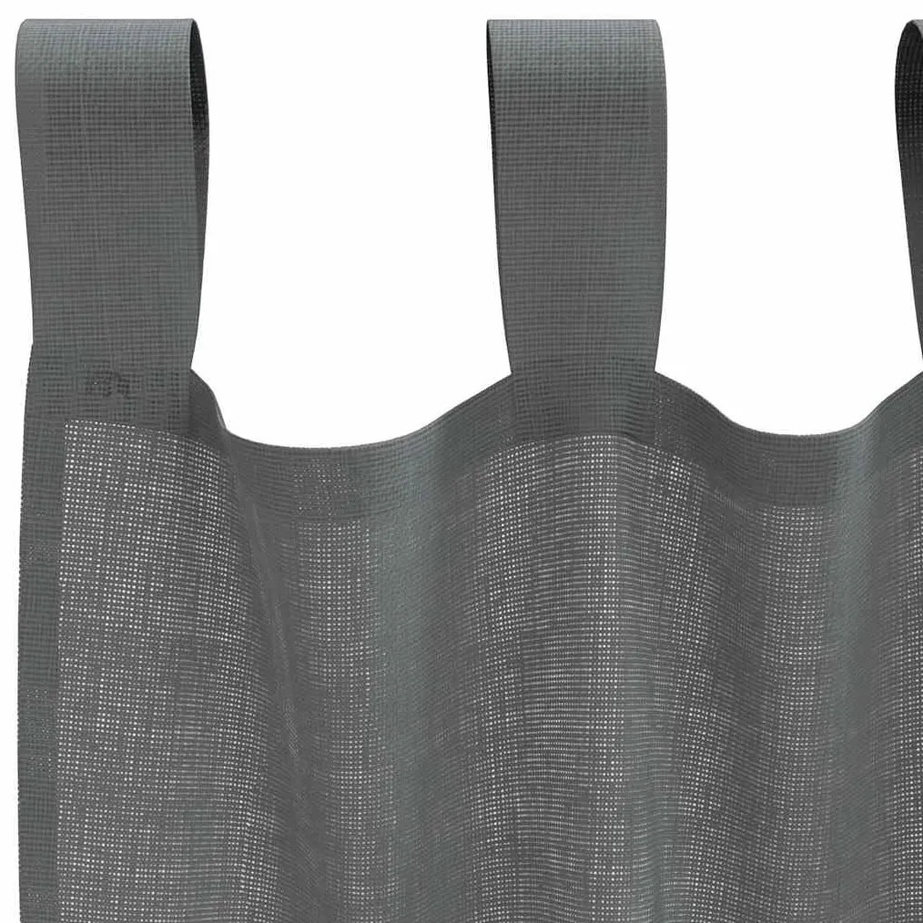 Cortinas de voile com laços 2 pcs cinzento-escuro 140x260 cm