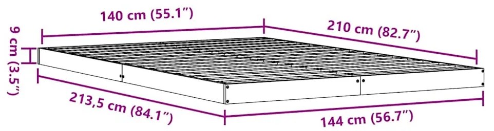 Cama de Chão vidaXL Branca 140x210 cm Madeira Sólida de Pinheiro