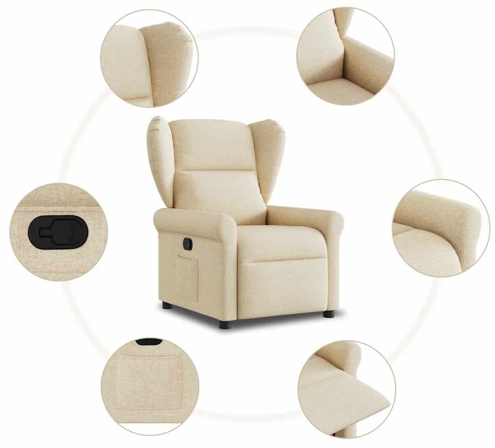 Poltrona reclinável tecido cor creme