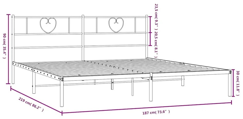 Estrutura de cama com cabeceira 183x213 cm metal branco