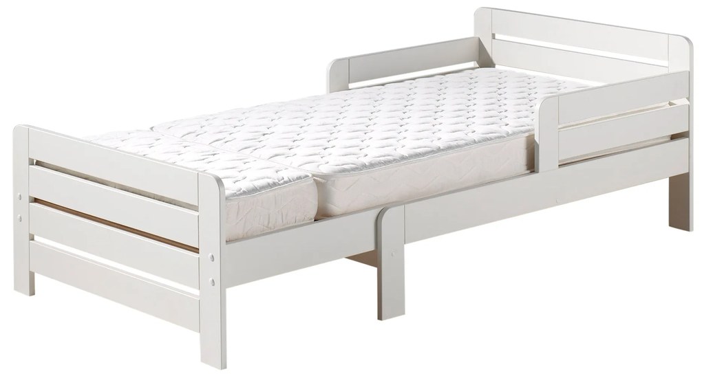 Cama infantil JUMPER transformável em 3 medidas 140, 160 e 200 cm + Estrado + colchão (140 + 60 cm) Branco