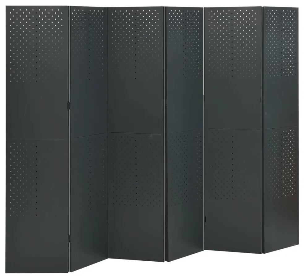 vidaXL Divisória/biombo com 6 painéis aço 240x180 cm antracite