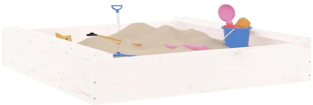 Caixa de areia quadrada com assentos pinho maciço branco