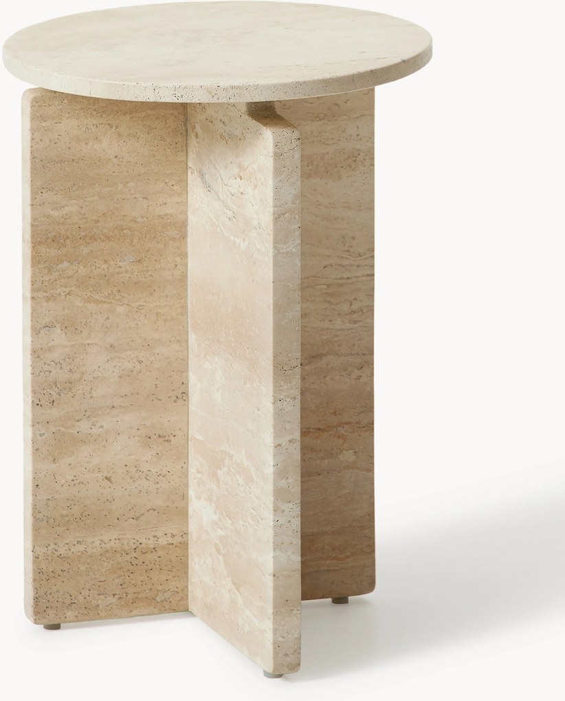 Mesa de apoio redonda em travertino Marisa