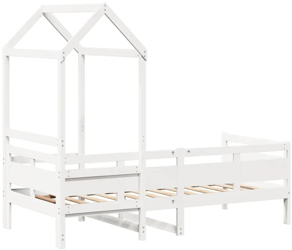 Sofá-cama c/ telhado 90x190 cm madeira de pinho maciça branco