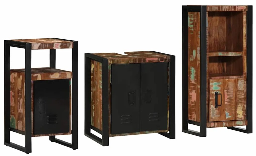 vidaXL Conjunto de Móveis para Banheiro 3 pcs Madeira Reforçada Sólida