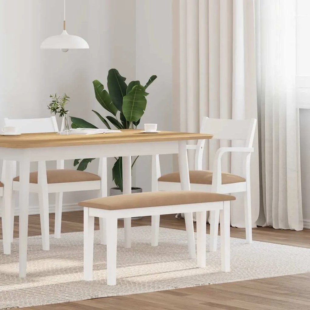 vidaXL Banco 90 cm madeira seringueira maciça branco