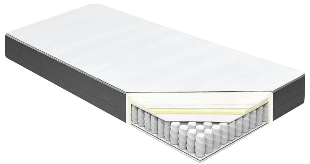 Cama boxspring 180x200 cm tecido cinzento-escuro