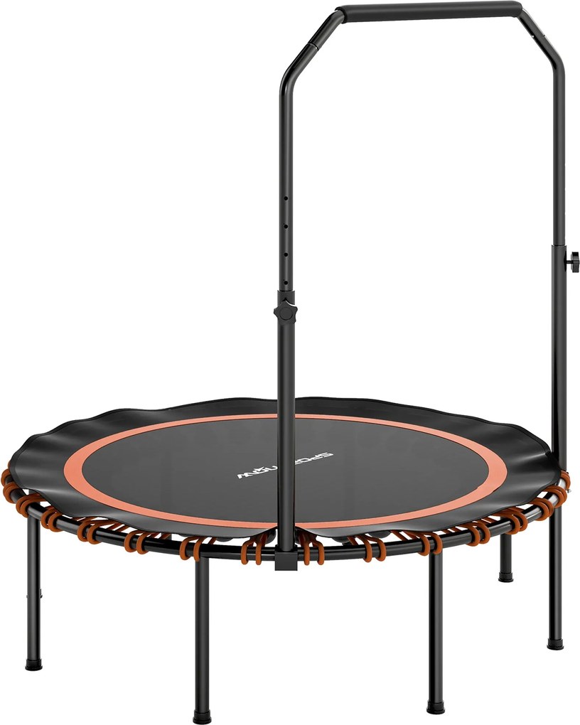 SPORTNOW Trampolim fitness com corrimão ajustável, trampolim desportivo para interior e exterior, Aço, Plástico, Laranja | Aosom Portugal