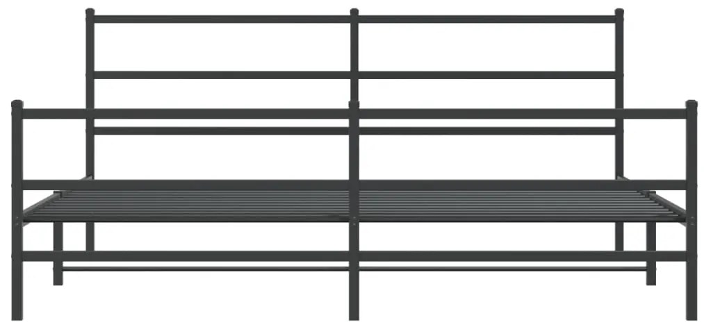 Estrutura de cama com cabeceira e pés 193x203 cm metal preto