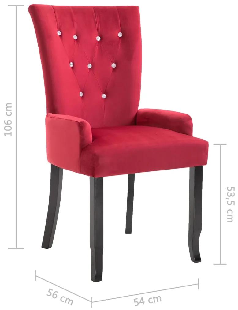 Cadeira de jantar com apoio de braços 2 pcs veludo vermelho