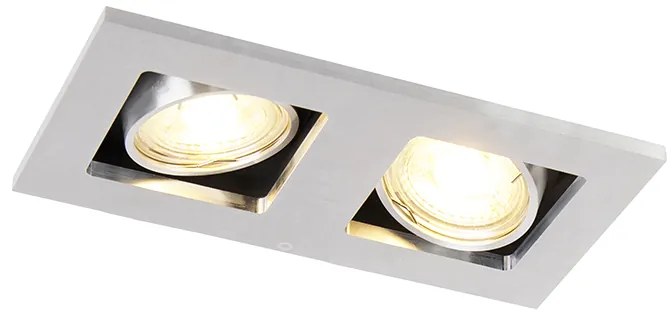 Foco embutido de aço retangular 2-luzes - Qure Moderno