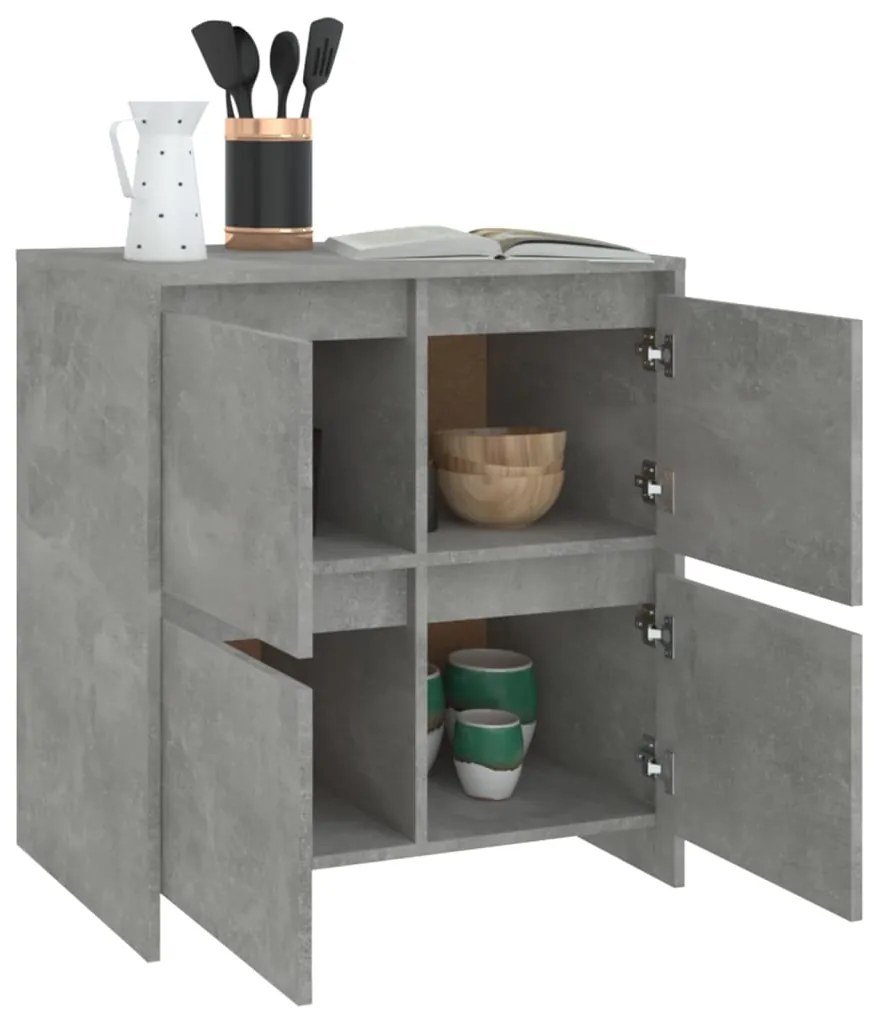 Aparadores 2 pcs 70x41x75 cm aglomerado cinzento cimento