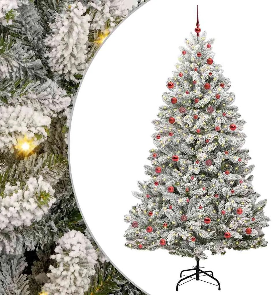 vidaXL Árvore de Natal Artificial Verde e Branco 210 cm PVC e Metal
