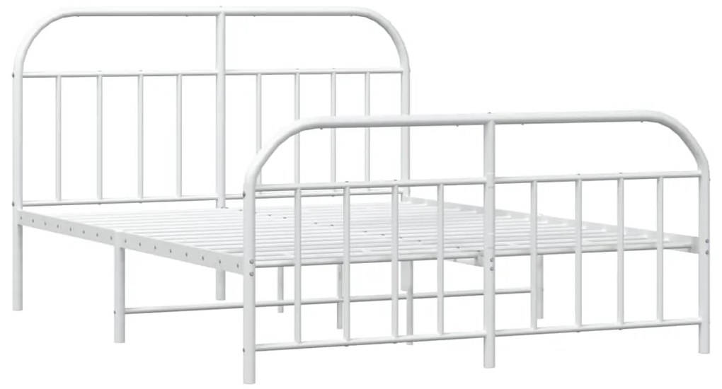 Estrutura de cama com cabeceira e pés 140x190 cm metal branco