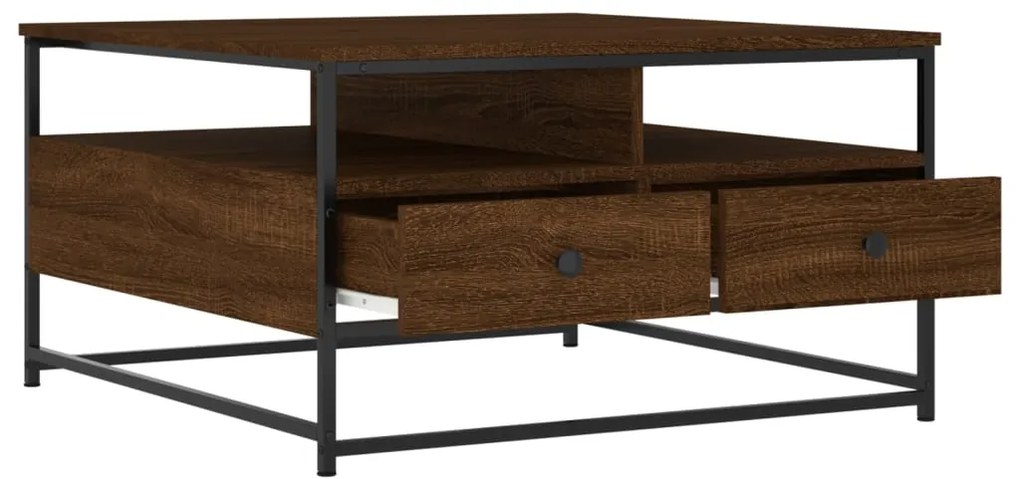 Mesa de centro 80x80x45 cm derivados madeira carvalho castanho