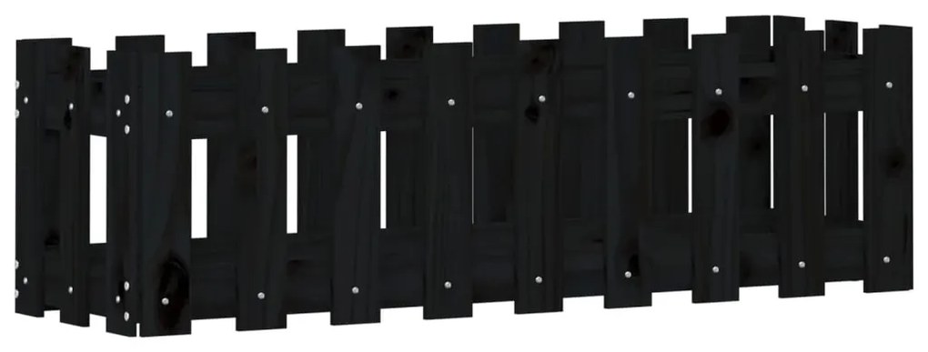 Canteiro elevado c/ design cerca 100x30x30cm pinho maciço preto