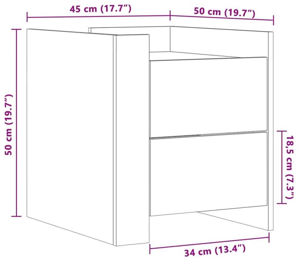 Mesa cabeceira 45x50x50 cm derivados de madeira branco