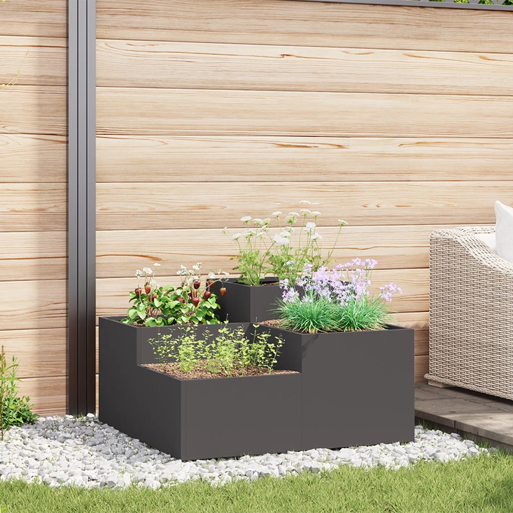 Jardineira vidaXL 80x80x48 cm Aço Preto