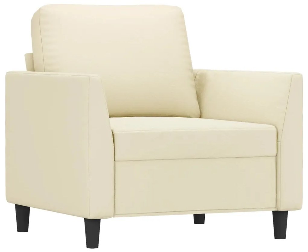 Poltrona com apoio de pés couro artificial 60 cm cor creme