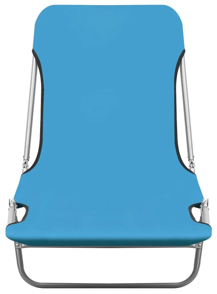 Espreguiçadeiras dobráveis 2 pcs aço e tecido azul