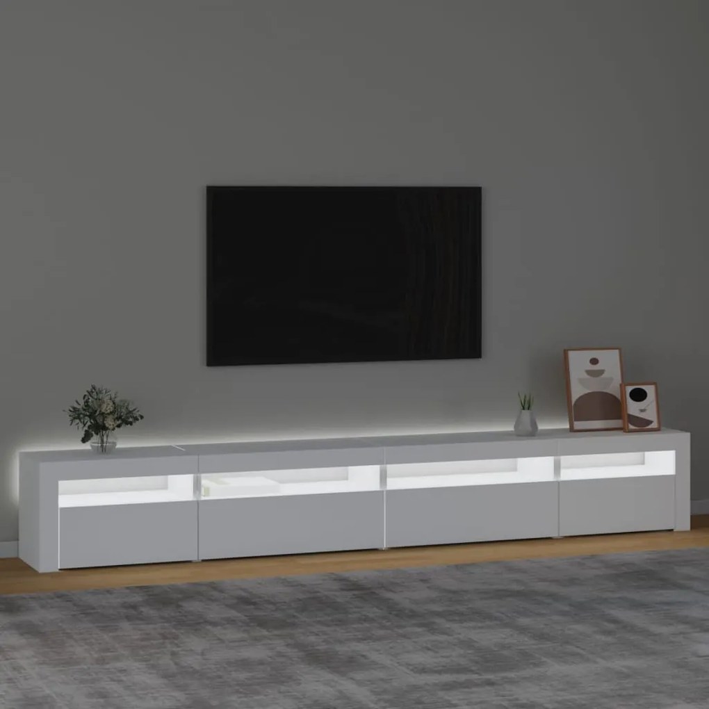 Móvel de TV com luzes LED 270x35x40 cm branco