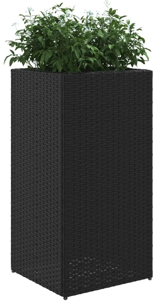 Vaso/floreira de jardim 40x40x80 cm vime PE preto
