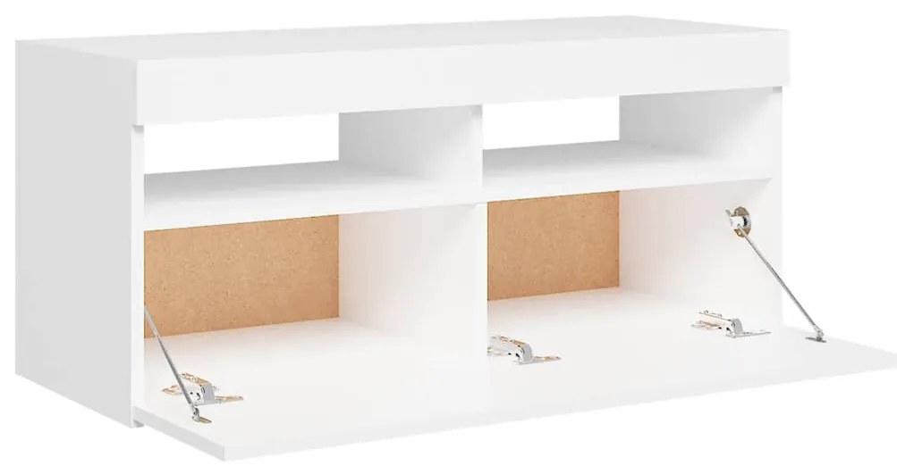 Móvel de TV com luzes LED 90x35x40 cm branco