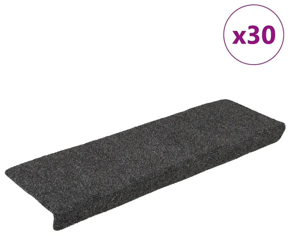 Tapetes de escada autoadesivos 30 pcs 65x21x4 cm antracite
