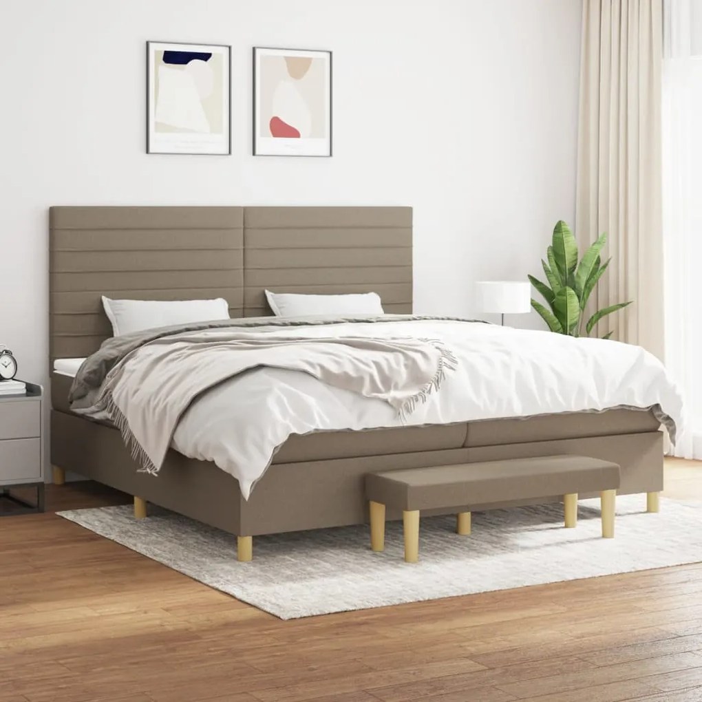 vidaXL Cama com molas/colchão 200x200 cm tecido castanho-acinzentado