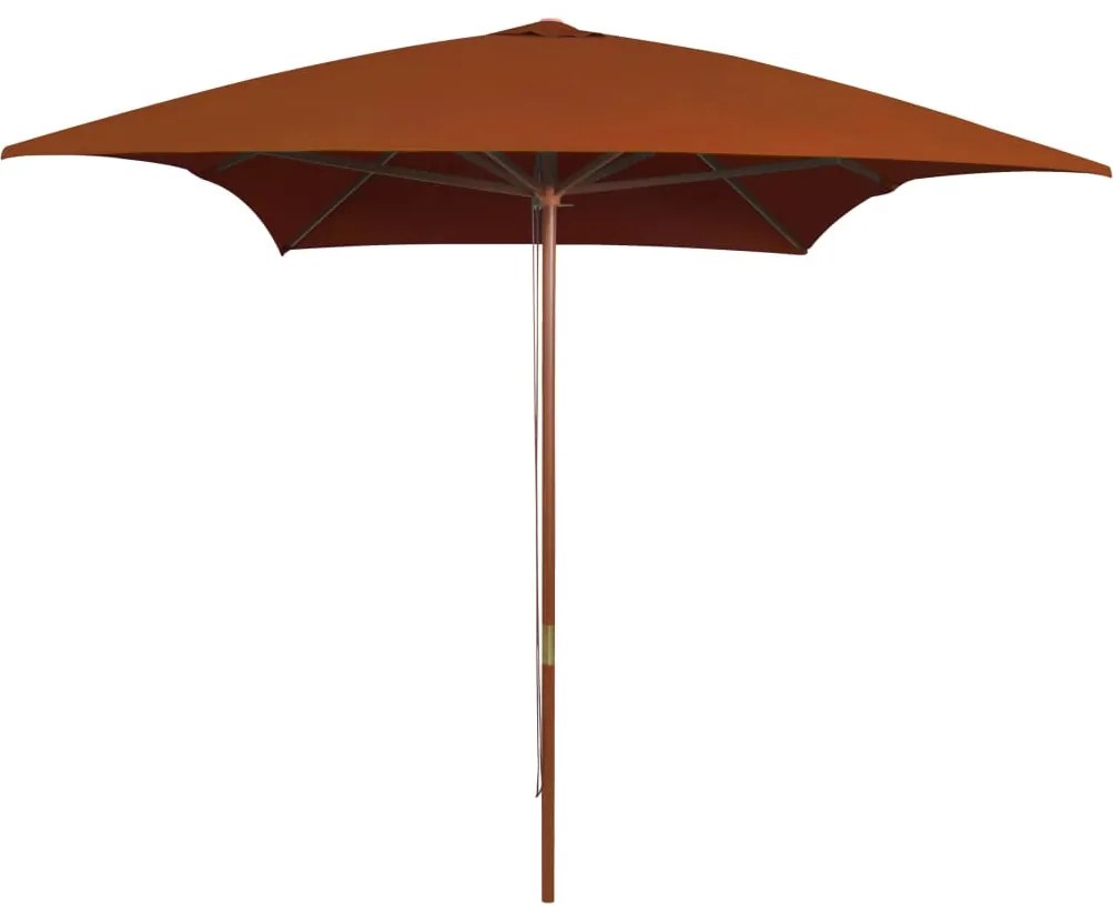 Guarda-sol de jardim c/ poste de madeira 200x300 cm terracotta