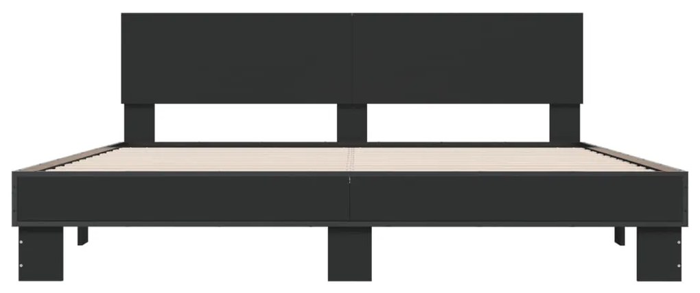 Estrutura de cama 200x200 cm derivados de madeira/metal preto
