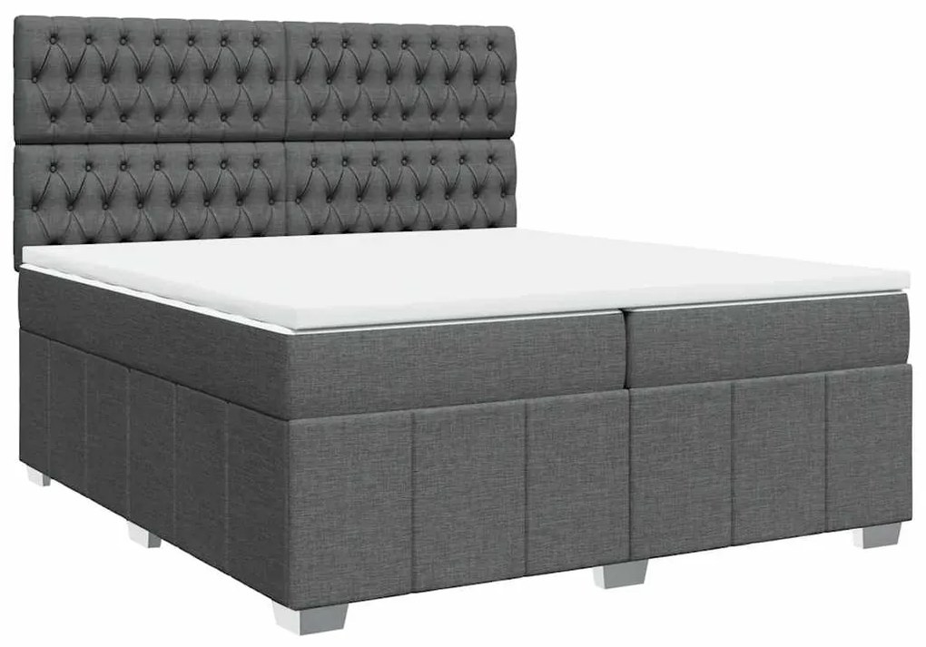 Cama com molas/colchão 200x200 cm tecido cinzento-escuro