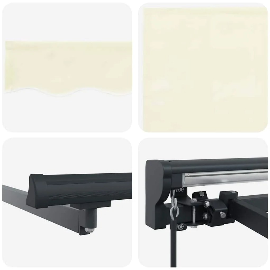 Toldo Retrátil Manual Creme 400x300 cm Poliéster e Alumínio